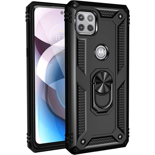 Coque Motorola Moto G 5g/One 5g Ace + 9h Verre Trempé, Étui Protection Tpu/Pc Souple Durable Avec Support De 360° Rotation Anneau Protection Antichoc Armor Box Coque, Noir