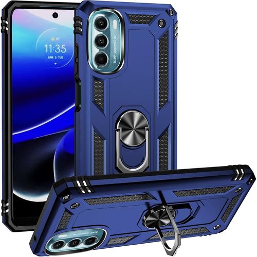 Kal-Coque Pour Motorola Moto G 5g 2022, Étui De Protection Slim Soft Tpu + Pc,Heavy Duty Dual Layer Protective Housse Avec Support De Bague En Métal, Bleu