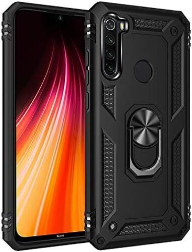 SJZG-Coque Pour Xiaomi Redmi Note 8T, Étui Protection Tpu Souple Durable Avec Support De 360° Rotation Anneau [Support De Voiture Magnétique] Protection Antichoc Armor Box Coque,Noir