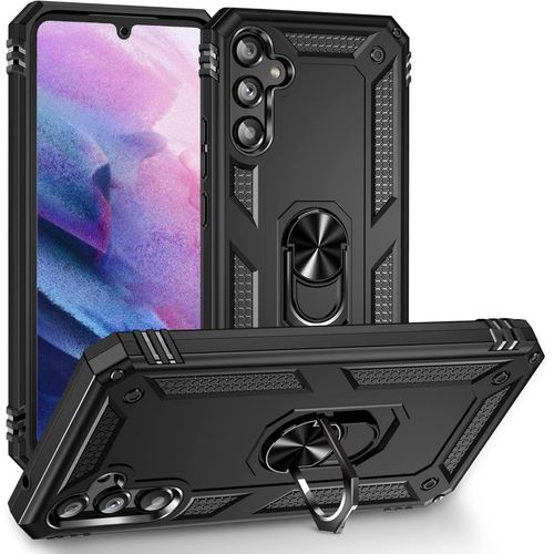 Coque Compatible Samsung Galaxy A54 (2022) Avec Verre Trempé 3d ¿ Bumper Tpu Mat Anti-Chocs Niveau Militaire + Support Intégré, Protection Complète Noir