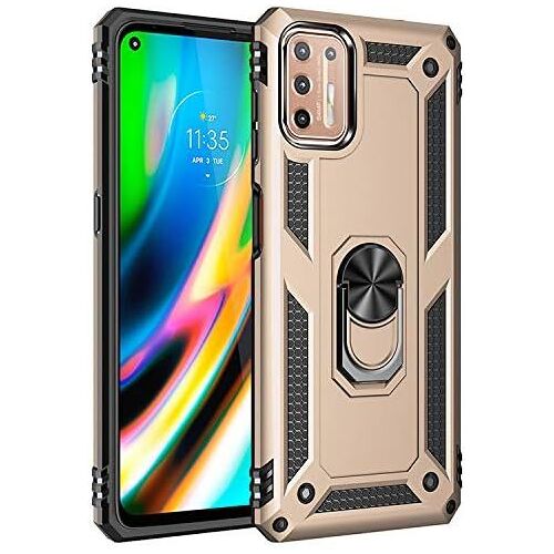 KAL-Coque Motorola Moto G9 Play/Moto E7 Plus/G9 + 9D Verre Trempé, Silicone Souple Et Pc Dur Coque Armor Protection Résistante, Anti-Choc, Anti-Rayure, Etui Housse Avec Support Kickstand