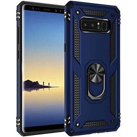 CAUC-Coque Galaxy Note 8, Support de Bague en métal, pivots de Rotation à 360 ° & 180 °. Étui de Protection Slim Soft TPU + PC, Compatible avec Support de Voiture magnétique - Bleu