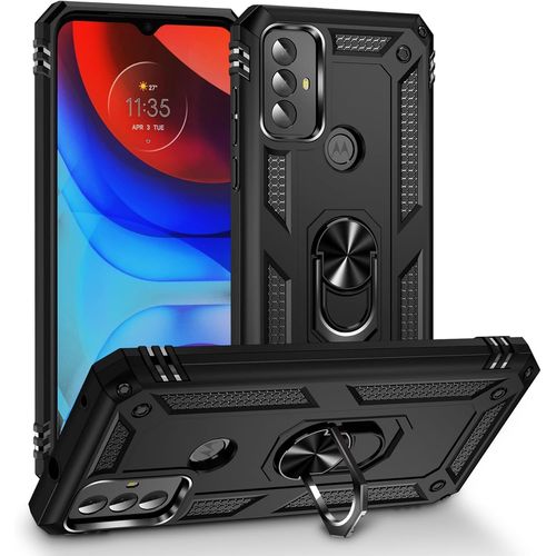 Kal-Coque Pour Motorola Moto G Play 2023 + Hd Verre Trempé, Étui Protection Tpu/Pc Souple Durable Avec Support De 360° Rotation Anneau Antichoc Armor Box Coque, Noir