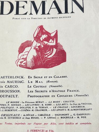 Revue Littéraire Demainnuméro 1 Avril 1925