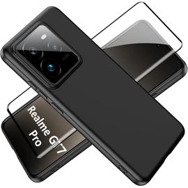 Coque Souple Premium Tpu Pour Realme Gt 7 Pro Avec Film Verre Trempé Mat - Antichoc, Anti¿Dérapante, Protection Caméra, Noir