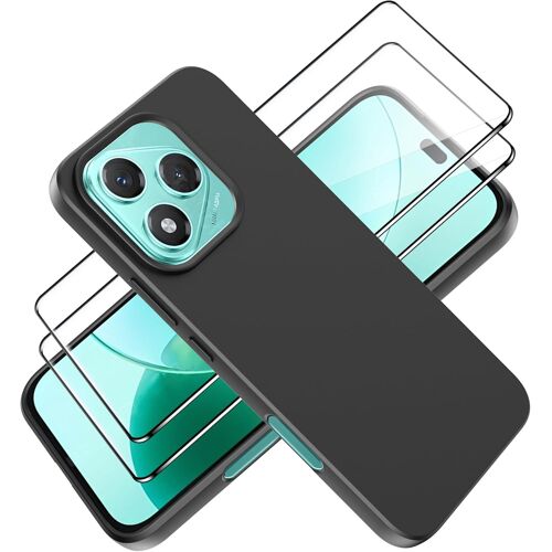 TZF-Coque pour Honor 400 Lite Cover avec Verre Trempé Protection écran Film Matte Etui Souple Flexible en Premium TPU, Antichoc, Anti-dérapante Noir Case
