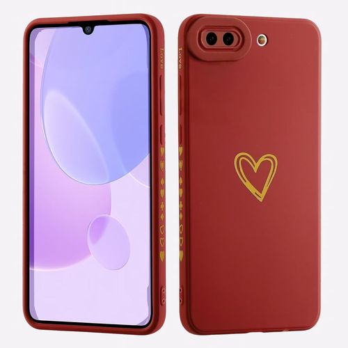 Kal-Pour Huawei Nova 2s Motif Coeur D'amour Coque,Doré Mignon Étui Protection Pour Femme Fille Silicone Tpu Antichoc Coque-Bordeaux