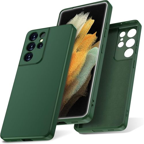 KAL-Coque Pour Samsung Galaxy S21 Ultra 5G Case En Silicone, Etui De Protection Antichoc Cover Etui Housse Silicone Ultra Mince Pour Samsung S21 Ultra 5G, Vert