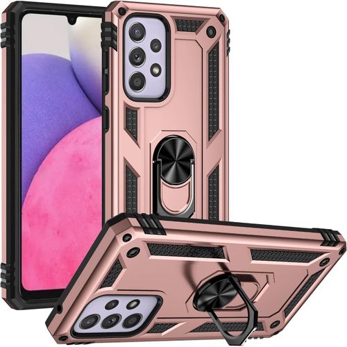 Coque Pour Samsung Galaxy A33 5g(2022) + Protecteur D'écran, Etui Antichoc Militaire Tough Armor Heavy Duty Shock Proof Protective Housse Avec Anneau Support,Roseor