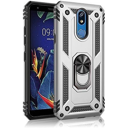 KAL-Coque Huawei Mate 20 Lite, Silicone Souple Et Pc Dur Coque Avec Support Béquille Métal Multi-Angles Etui, Protection Double Couche Multi-Fonctionnel Housse Pour Huawei Mate 20 Lite -Argent