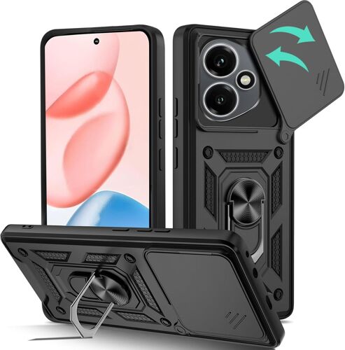Coque Pour Honor 400 (6.55""), Protection De La Caméra Étui Avec Lentille Coulissante Couverture Et Support À Bague Pc Dur Et Tpu Silicone Antichoc Anti-Rayures Noir