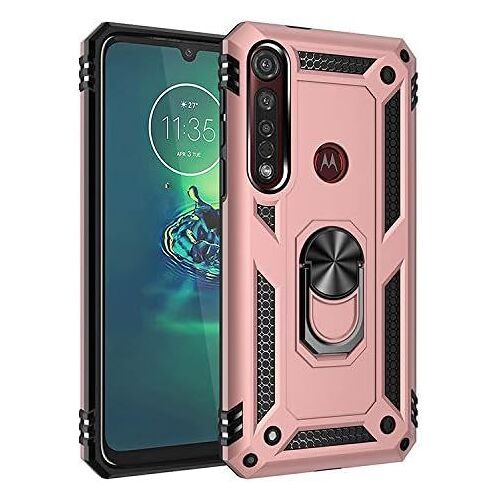 Tianyi-Coque Pour Moto G8 Plus/One Macro, Avec Anneau Support, Coque Etui Housse Moto One Macro Antichoc Militaire [Tough Armor] Heavy Duty Shock Proof Protective Housse,Rose Or
