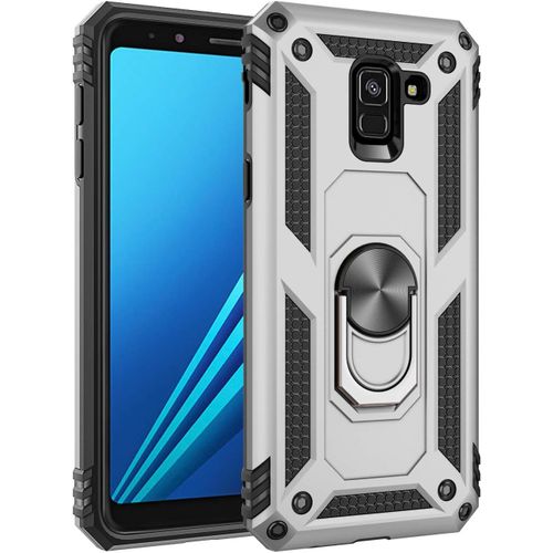 CAUC-Coque Samsung Galaxy A8 2018/A530F, Silicone Souple et PC Dur Coque avec Support Béquille Métal Multi-Angles Etui, Protection Double Couche Multi-Fonctionnel Housse pour Galaxy A8 2018/A530F