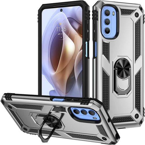 CMJAAGUR-Coque Motorola Moto G31/Moto G41 + 9D Verre Trempé, Silicone Souple Et Pc Dur Coque [Slim Armor] Protection Résistante, Anti-Choc, Anti-Rayure, Etui Housse Avec Support Kickstand[M1422]
