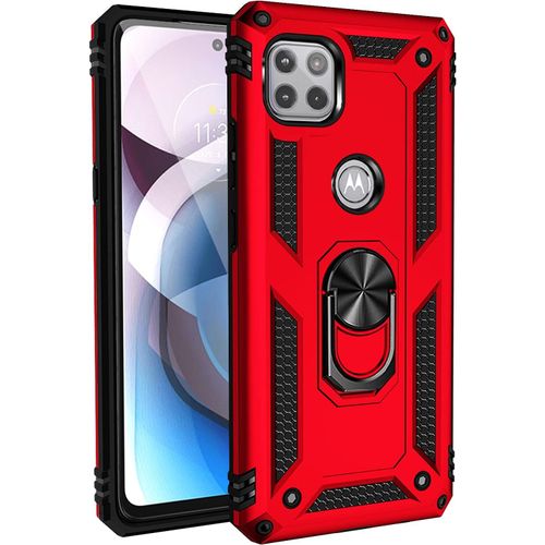 KAL-Coque Motorola Moto G 5G/One 5G Ace, + Hd Verre Trempé, Etui Housse De Protection Antichoc Durable Résistante 2 En 1 Hybride Pc Tpu Étui Téléphone Motorola Moto G 5G/One 5G Ace,Rouge