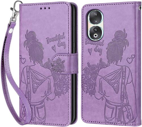 KAL-Coque Pour Honor 90 5G, Housse Etui Portefeuille Cuir Multifonction, Fermeture Magnétique À Clapet Anti-Choc Compatible Avec Coque Honor 90 Book - Violet