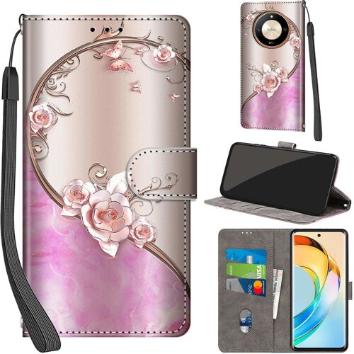 KAL-Coque Pour Honor X9B / Honor Magic 6 Lite Cover [Housse En Cuir Pu Premium] [Etui À Rabat] [Pochette De Portefeuille], Étui De Protection Pour Honor X50 5G,Rose