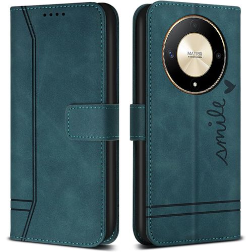 Kal-Coque Pour Honor Magic6 Lite 5g / Honor Magic6 Lite 5g, Etui Cuir Avec Magnetique, Flip Pochette Housse Pour Honor Magic6 Lite 5g / Honor Magic6 Lite 5g, Vert