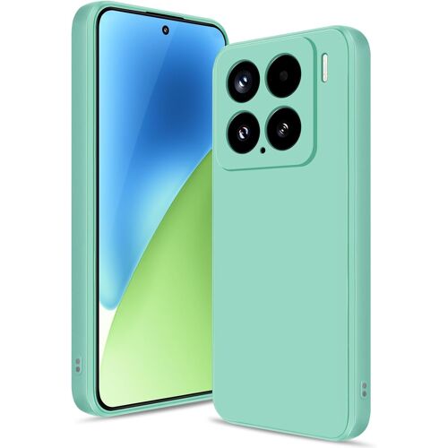KWEX-Coque pour Xiaomi 15 Case, Silicone Étui Souple avec Protection de Caméra, Cover Mince Antichoc avec Microfibre Douce Anti-Rayures, Vert Menthe