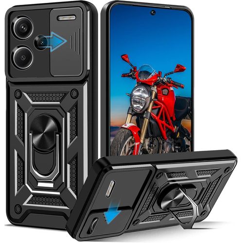 KAL-Coque Pour Xiaomi Redmi Note 13 Pro Plus 5G, Protecteur De Caméra, Armure Rigide Housse 360° Metal Anneau Magnetic Support Antichoc Silicone Étui Pour Redmi Note 13 Pro+ 5G