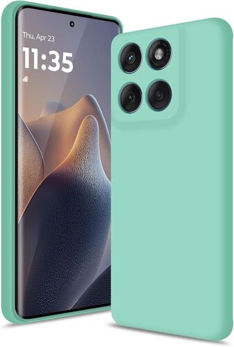 ELVORIX-Coque pour Motorola Edge60 Fusion Case, Silicone Étui Souple avec Protection de Caméra, Cover Mince Antichoc avec Microfibre Douce Anti-Rayures, Vert Menthe