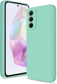 LORANKA-Coque pour Samsung Galaxy A35 Case, Silicone Étui Souple avec Protection de Caméra, Cover Mince Antichoc avec Microfibre Douce Anti-Rayures, Vert Menthe