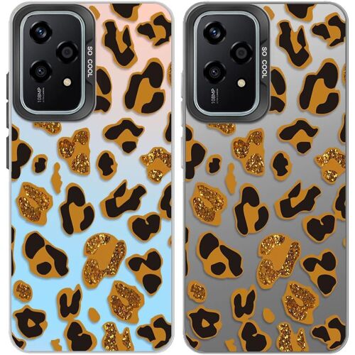 KAL-2 Pièces Coques Pour Honor 200 Lite - Motif Léopard Esthétique - Coque Arrière En Polycarbonate Rigide Avec Pare-Chocs En Silicone Tpu Souple Et Mat - Coque De Protection