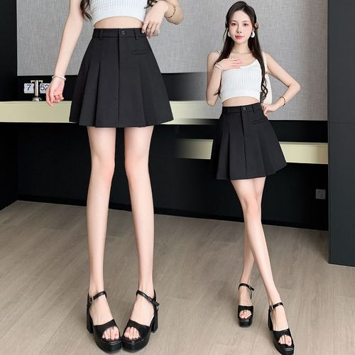 Jupe De Costume Jupe Plissée Femme Printemps Et Été Taille Haute Polyvalente Jupe Slim A-Line Femme