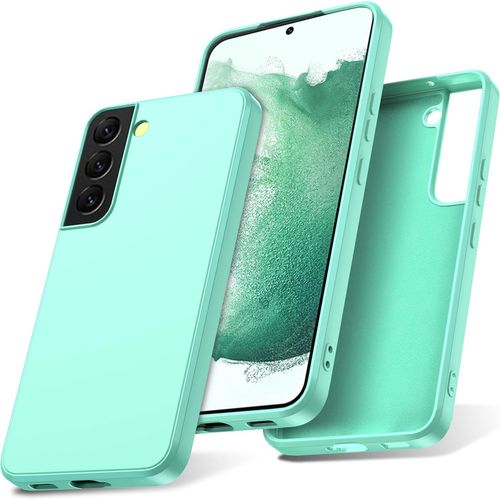 Coque Silicone Liquide Pour Samsung Galaxy S22 Plus - Ultra Slim Antichoc, Doublure Microfibre, Anti-Poussière, Compatible Charge Sans Fil - Vert Menthe