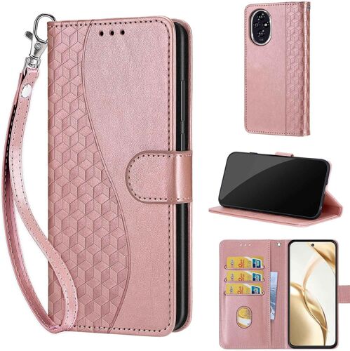 KAL-Coque Pour Honor 200, Flip En Cuir Portefeuille Avec Fentes Pour Cartes Magnétique Rabat Housse Étui Compatible Honor 200 Oro Rosa