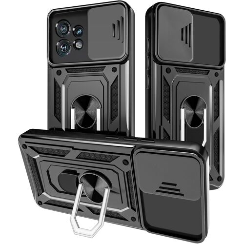 KAL-Coque Pour Motorola Moto Edge 40 Pro - Protection De La Caméra Avec Support À Bague, Étui Antichoc - Noir