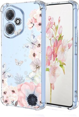KAL-Coque Pour Honor 400 5G, Floral Fleurs 3D Animé Motif Transparent Anti-Rayures Femme Étui, Très Mince Souple Tpu Silicone Antichoc Housse Case (Sakura)