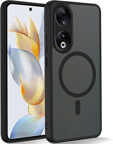 KAL-Magnétique Coque Pour Honor 90 5G,Compatible Avec Magsafe,Etui Translucide Mat Arrière Anti-Rayures Antichoc Housse Silicone Tpu + Pc Dur Protection Case Pour Honor 90 5G 6.7"",Noir
