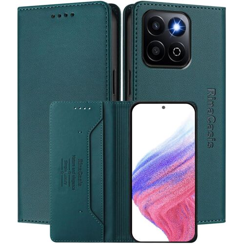 KAL-Coque Pour Honor 200 Smart, Résistante Aux Chutes Et Aux Rayures, [Fermeture Magnétique] Cuir Pu De Haute Qualité Étui Portefeuille Folio. Dark Green