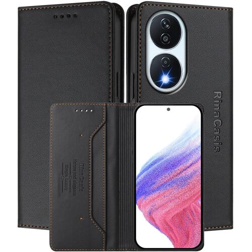 KAL-Coque Pour Honor X7B / Honor 90 Smart, Résistante Aux Chutes Et Aux Rayures, [Fermeture Magnétique] Cuir Pu De Haute Qualité Étui Portefeuille Folio. Black