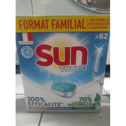 Tablettes lave-vaisselle Sun tout en 1 format familial 100% efficacité 62 tablettes