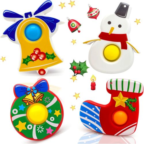 Les Jouets de noël Anti-Stress Kit 4PCS de Noël Pop Bulle Fidg