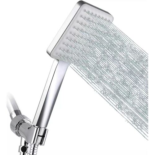 Pommeau de douche à palettes, pommeau de douche carré haute pression universel réglable, pommeau de douche de salle de bain 6 modes, chromé