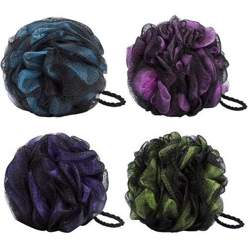 Kalanka-4 Pack Bain Douche Éponge Bain De Mousse Loofahs Brosse À Nettoyer Pour Femmes Hommes Exfolier La Peau Nettoyer La Peau Apaisante (Mix-4 Pack) 