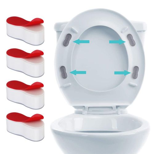 Butées de siège de toilette pour bidet (lot de 4) - 4,5 cm x 2 cm - Butées de siège de toilette en caoutchouc super collantes - Pour rehausser le siège de toilette et l'adapter au bidet