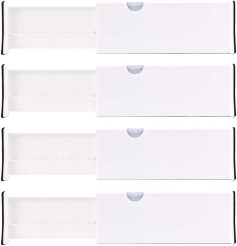 Lot de 4 Séparateurs de tiroir réglables Rangement de tiroir Organiseurs pour Tiroir de Cuisine Ranger sous-vètements Chaussettes Vaisselles
