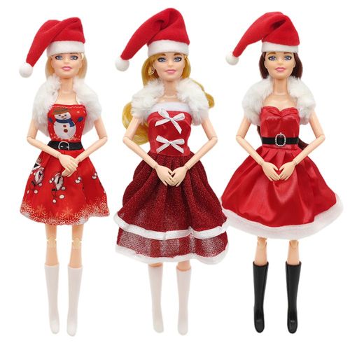 3 Pièce Barbie De Noël Robe De Princesse Filles Jouet Chapeau De Santa