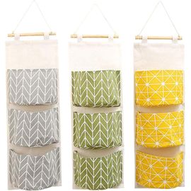 Dww-3pcs Sac de Rangement Suspendu Mignon en Tissu de Lin Derrière la Porte Murale Pliable verser Ranger de Petits Choses dans l'Entrée Jouets Bijoux Clés t¿Vert¿Juane¿Gris¿