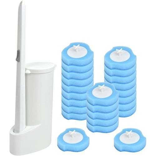 SEPT-Brosse de Toilette 3 en 1 - 24 Recharges + Base, Nettoyage Multifonctionnel à 360 Degrés pour Salle de Bain, WC
