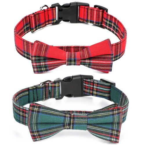Noël Collier De Chien Avec Un Arc, Réglable De Noël À Carreaux Ne