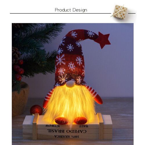1 Poupée Sans Visage Rouge Avec Lumières Rodolphe Le Nain En Peluche Poupée Ornements Cadeaux Décorations De Noël Lumineuses