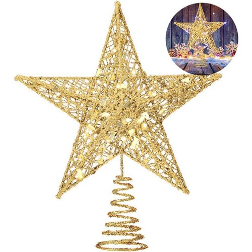 Étoile de Noël à paillettes dorées pour décoration de sapin de Noël, 20 cm, or, 20 x 25 x 5 cm