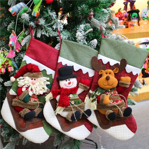Trois Cadeau De Noël Chaussettes De Remorquage De Noël Chaussettes Décorer T