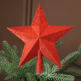 Étoile de Noël décorative en plastique légère avec paillettes, pointe de sapin de 20 cm rouge, ornement scintillant pour décoration de sapin de Noël, 50 g