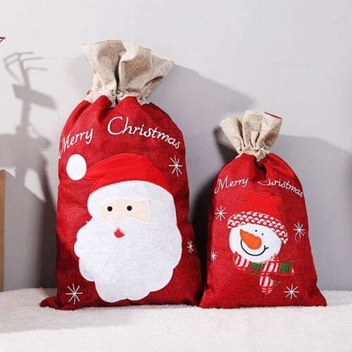 2 Décorations De Noël De La Toile De Jute Des Sacs-Cadeaux Créatifs Apple Sacs